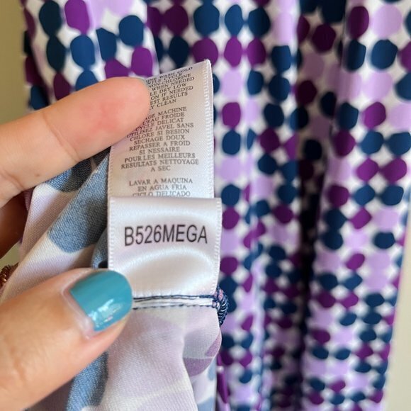 Bcbgmaxazria Dots Print Midi Flare Dress Split Neck Short Sleeve Belted … - Picture 6 of 8